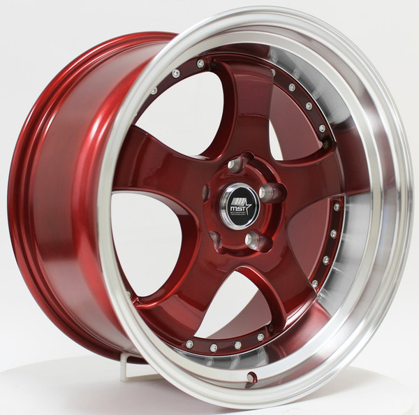 18x9.5 MST MT07 Candy Red w/ Machined Lip 5x4.5/114.3 20mm