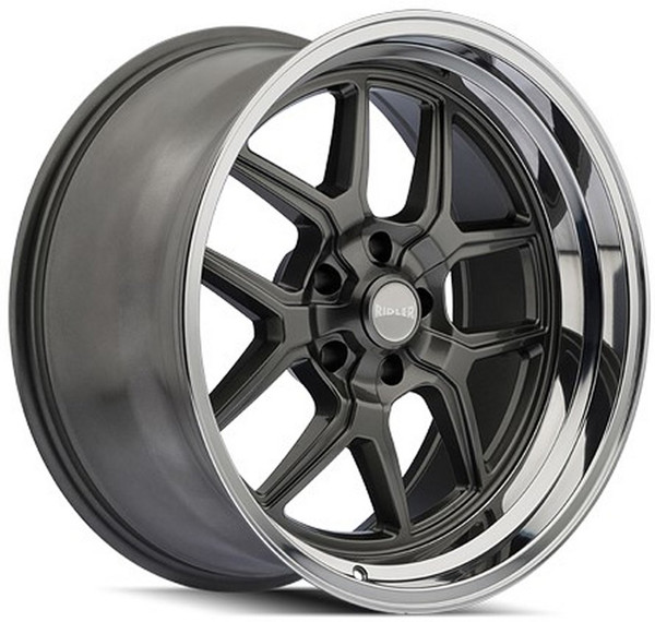 17x8 Ridler 610 Grey w/ Polished Lip 5x4.5/114.3 0mm