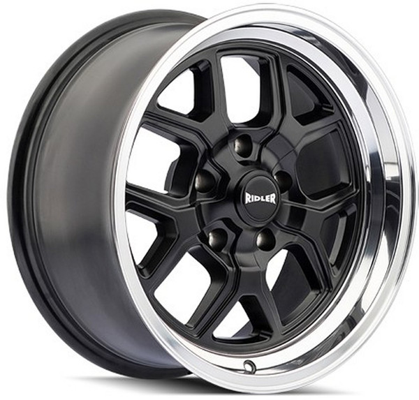 20x8.5 Ridler 610 Matte Black w/ Polished Lip 5x4.5/114.3 0mm