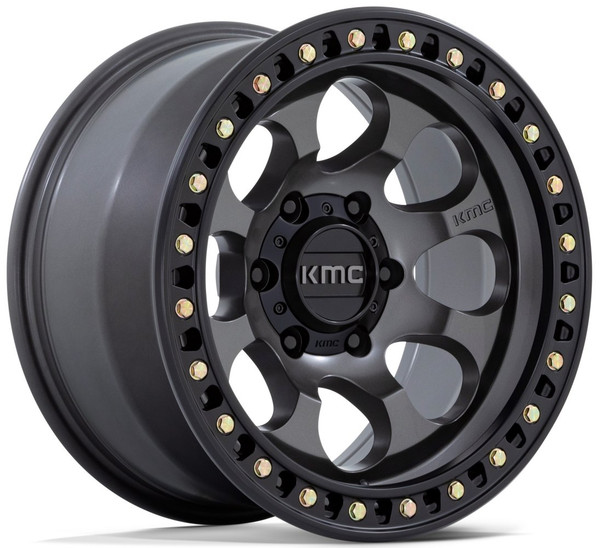 17x9 KMC KM550 Riot SBL Anthracite w/ Satin Black Lip 6x5.5/139.7 -12mm