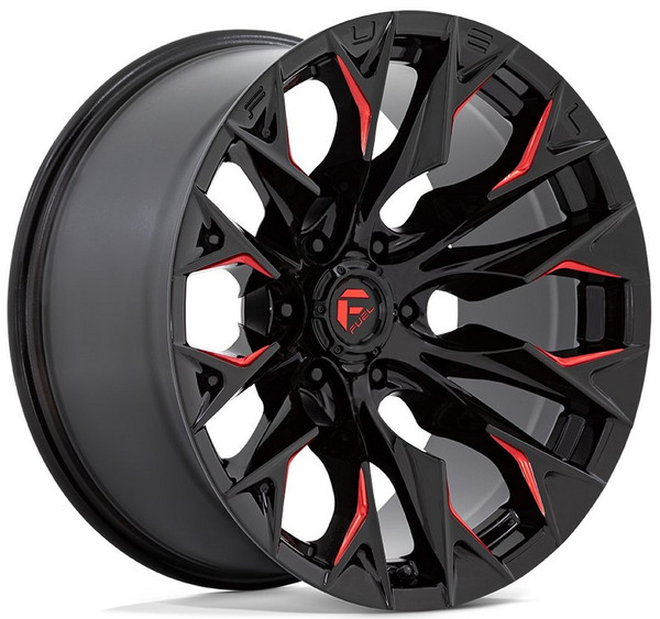 20x9 Fuel Off-Road Flame 6 Gloss Black Milled w/ Candy Red D823 8x180 1mm