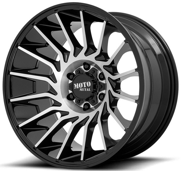 (Clearance - No Returns) 22x12 Moto Metal MO807 Gloss Black Machined (* May Require Trimming) 5x5/127 -44mm