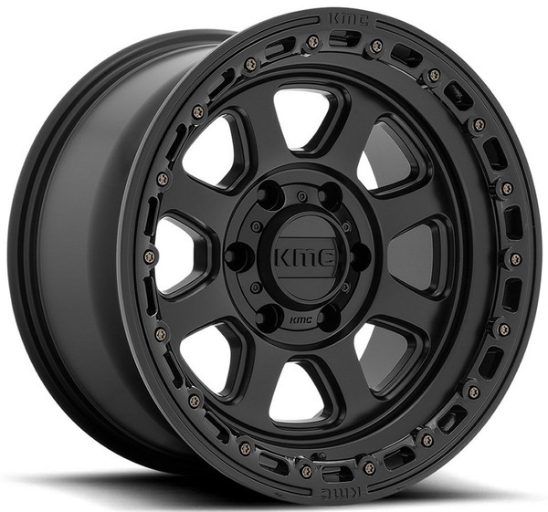 (Clearance - No Returns) 18x9 KMC KM548 Chase Satin Black w/ Gloss Black Lip 8x6.5/165 0mm
