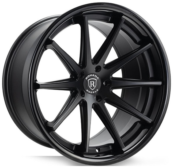 22x9 Rohana RFC10 Matte Black w/ Gloss Black Lip (Flow Formed) 5x120 30mm