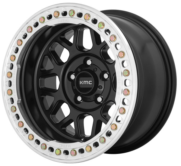 18x9 KMC KM235 Grenade Crawl Satin Black w/ Machined Ring (True Beadlock) 8x170 10mm