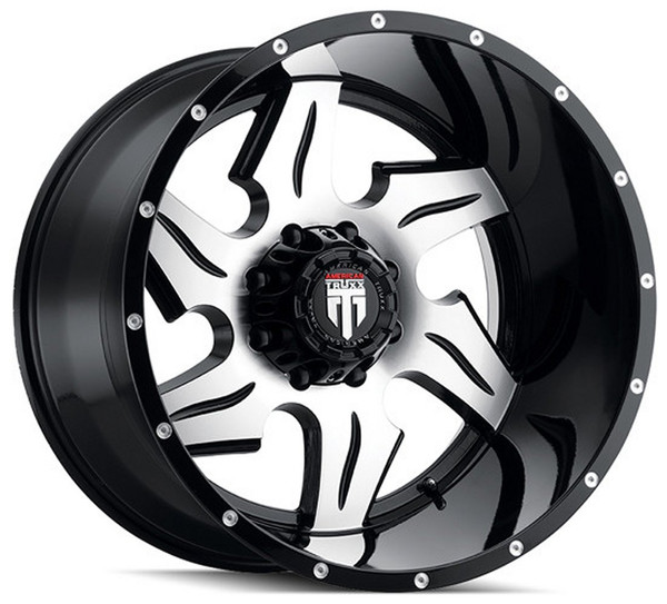 (Clearance - No Returns) 22x14 American Truxx AT163 Ninja Gloss Black Machined (* May Require Trimming) 6x135 -76mm