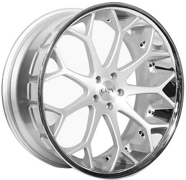 24x10 AZAD AZ99 Brushed Silver w/ Chrome Stainless Steel Lip 5x115 20mm