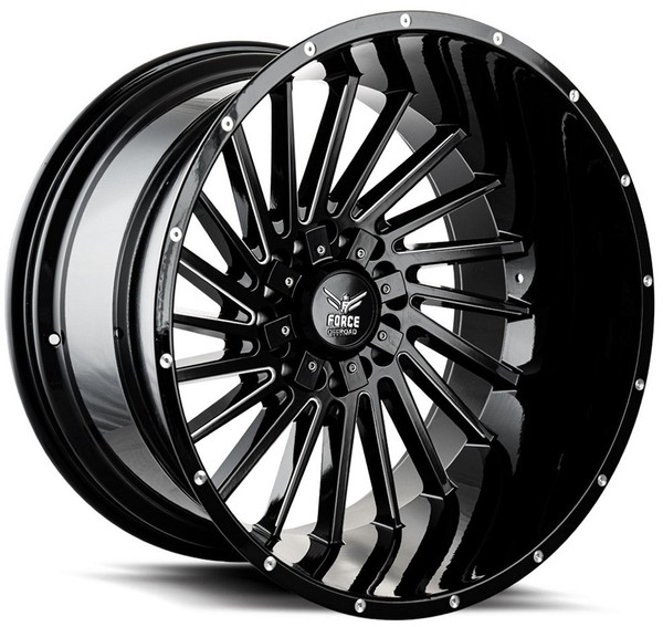 22x12 Force Off-Road F38 Gloss Black Milled (* May Require Trimming) 8x170 -44mm