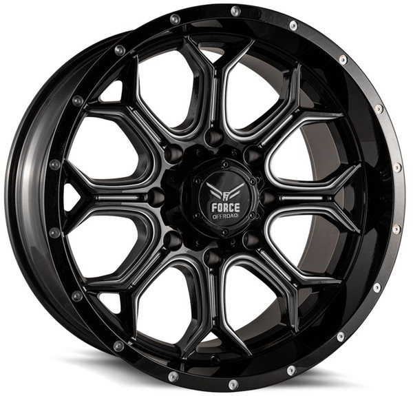 22x12 Force Off-Road F42 Gloss Black Milled (* May Require Trimming) 8x170 -44mm