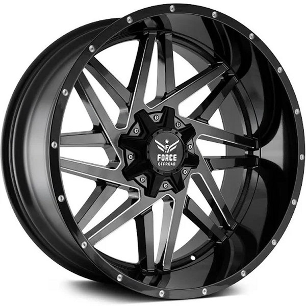 22x12 Force Off-Road F01 Black Milled (* May Require Trimming)  5x5/127 5x5.5/139.7 -44mm