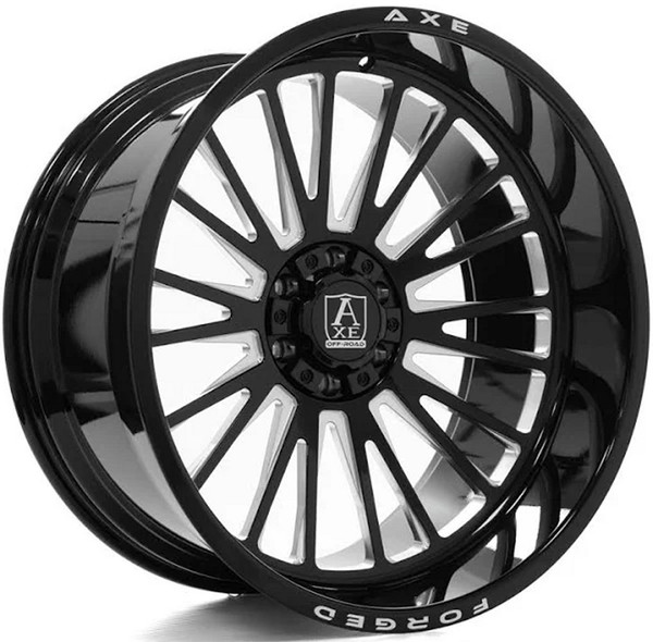 24x12 AXE Offroad AF7 Forged Gloss Black Milled (Full Forged) (* May Require Trimming)  8x180 -44mm
