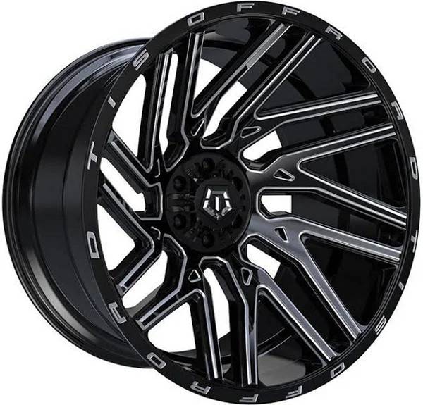 (Clearance - No Returns) 22x12 TIS Off-Road 554BM Gloss Black Milled (* May Require Trimming) 8x170 -44mm