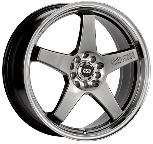 17x7 Enkei EV5 Hyper Black w/ Machined Lip 4x100 4x4.5/114.3 45mm