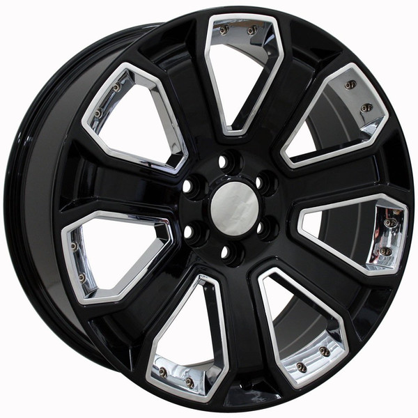 22x9 OE Replica Chevrolet Silverado CV93 Gloss Black w/ Chrome 6x5.5/139.7 24mm