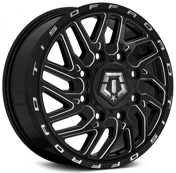 20x8.25 TIS Off-Road 544BM Gloss Black Milled Dually Front 8X210 127MM 154.3C.B.
