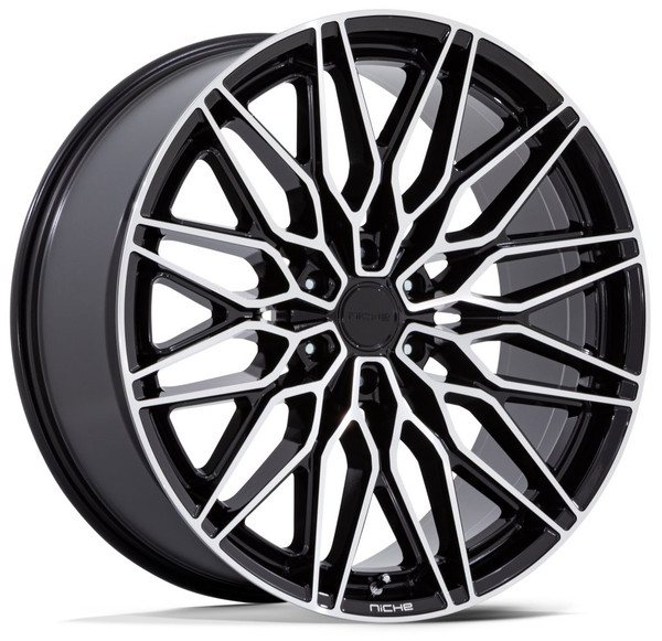 24X10 Niche Calabria 6 Gloss Black Machined NC278 6x5.5/139.7 20mm