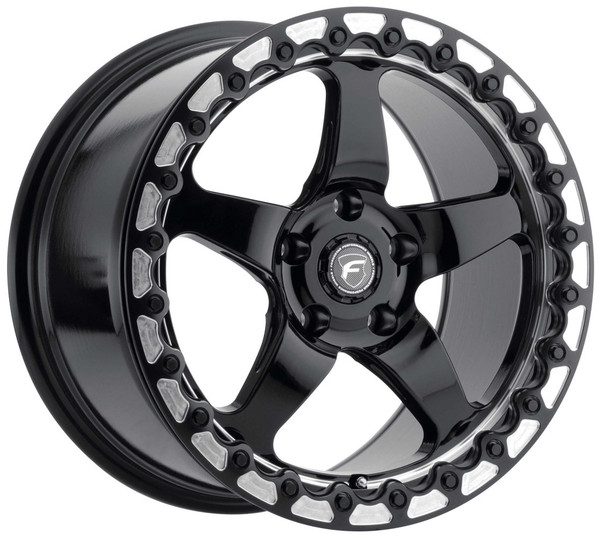 18x12 Forgestar D5 Beadlock Gloss Black w/ Machined Lip (Flow Formed) 5x4.75/120.7 56mm