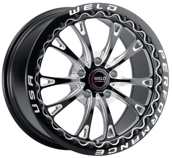 17x11 Weld Performance Belmont Drag Beadlock S908 Gloss Black Milled Machined (Rotary Formed) 5x115 6mm