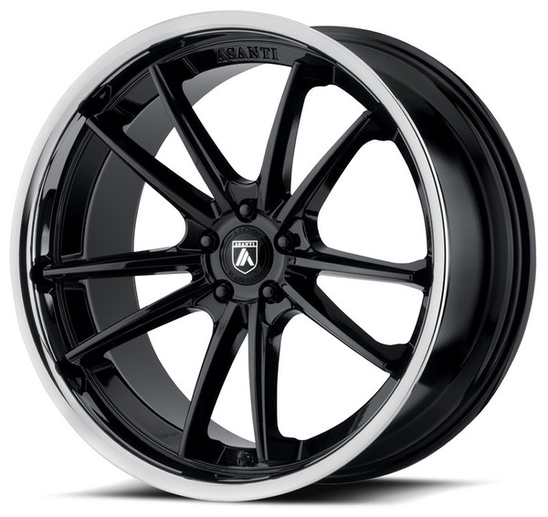 22x9 Asanti ABL-23 Gloss Black w/ Chrome Lip 5x4.5/114.3 32mm