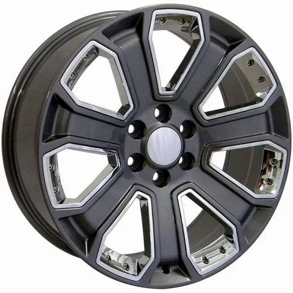 (Clearance - No Returns) 22x9 OE Replica Chevrolet Silverado CV93 Gunmetal w/ Chrome 6x5.5/139.7 24mm