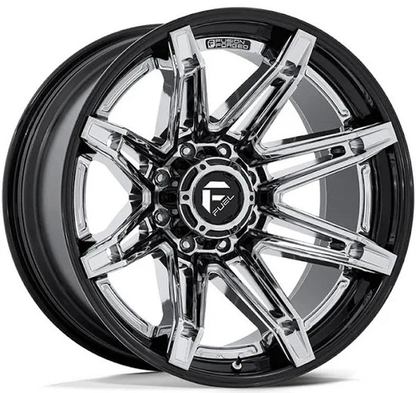 22x10 Fuel Off-Road Chrome w/ Gloss Black Lip FC401 6x135 -18mm