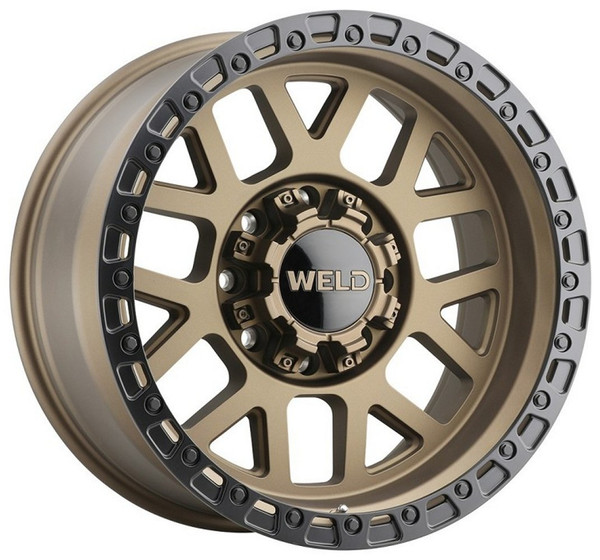 20x10 Weld Off-Road Cinch W115 Satin Bronze w/ Satin Black Lip (Rotary Forged) 8x6.5/165 -18mm