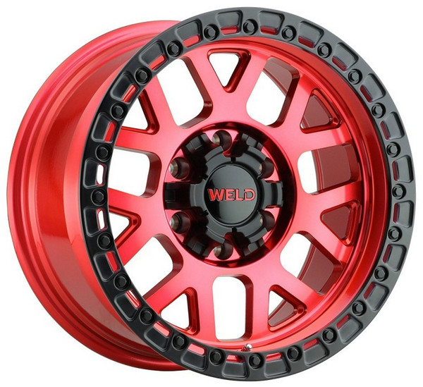 20x10 Weld Off-Road Cinch W133 Candy Red w/ Satin Black Lip (Rotary Forged) 8x170 -18mm