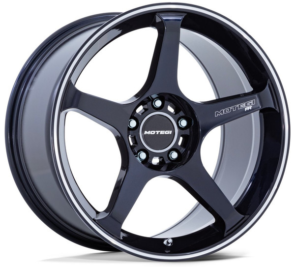 18X8.5 Motegi MR159 Obsidian Blue w/ Machined Lip Stripe 5x100 30mm