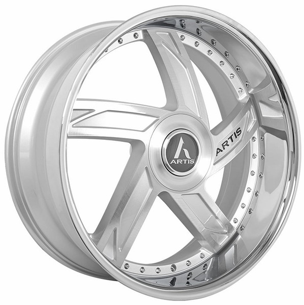 22x10 Artis Vestavia XL Silver Machined w/ Stainless Steel Chrome Lip (CUSTOM)