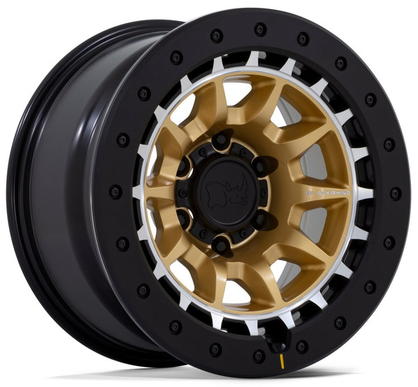 17X8.5 Black Rhino BR016 Tusk Matte Gold w/ Machined Ring 6x5.5/139.7 -10mm