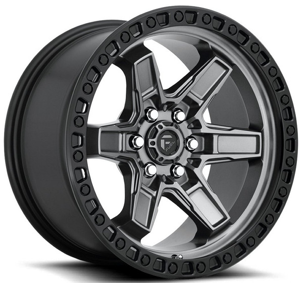 17x9 Fuel Off-Road Kicker 6 Anthracite w/ Black Lip D698 6x5.5/139.7 -12mm