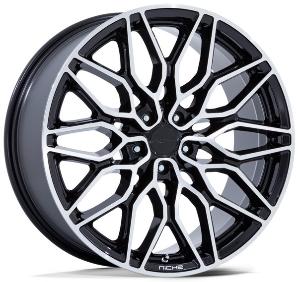 22X9 Niche Calabria 5 Gloss Black Machined NC277 5x112 27mm