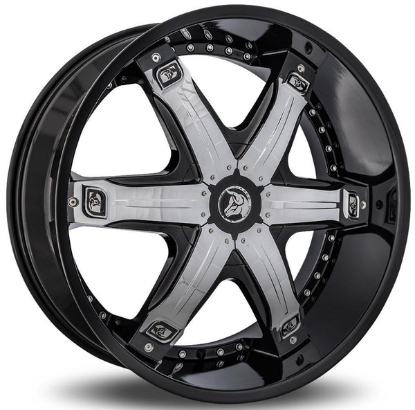 Diablo Wheels 24x10 Diablo Fury Gloss Black w/ Chrome Inserts (CUSTOM 2-3 weeks)** 