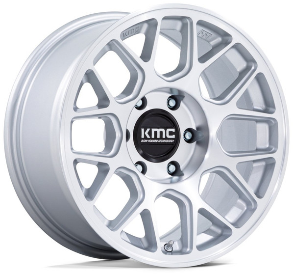 17x8.5 KMC KM730 Hatchet Gloss Silver Machined 6x5.5/139.7 25mm