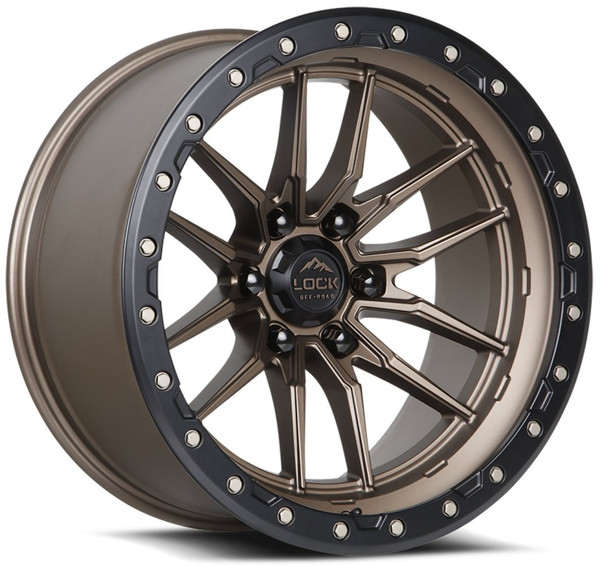 22x10 Lock Off-Road Krawler Matte Bronze w/ Matte Black Ring 8x6.5/165 -18mm
