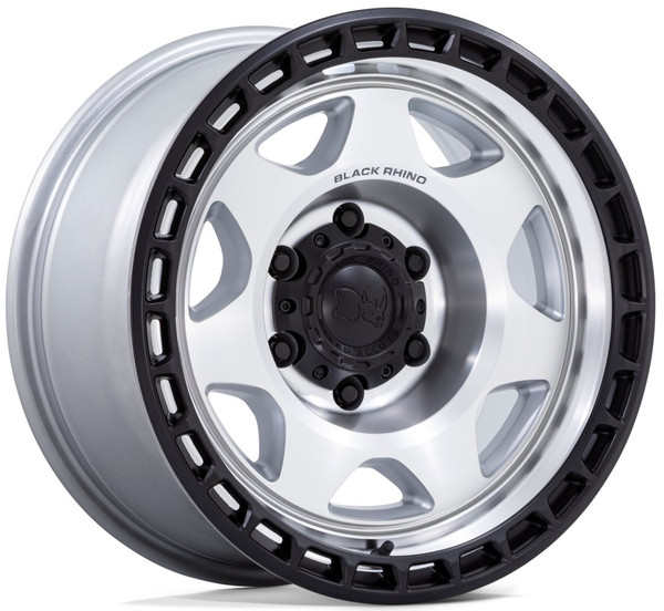 17X8.5 Black Rhino BR018 Voyager Silver Machined w/ Matte Black Lip 6x135 0mm