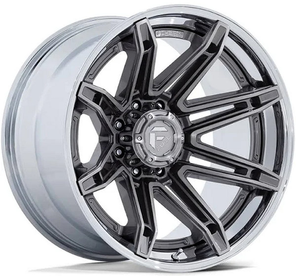 22x10 Fuel Off-Road Platinum w/ Chrome Lip FC401 8x180 -18mm