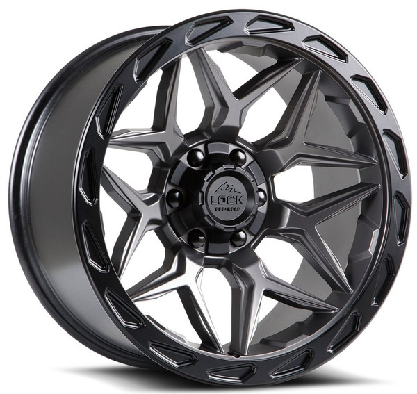22x10 Lock Off-Road Matrix Matte Grey w/ Matte Black Ring 5x5/127 5x5.5/139.7 -18mm
