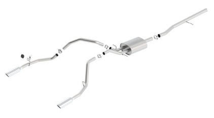 Borla Exhaust Borla 14 Silv/Sierra 1500 C/B S-Type Exh/2.75in Into Dual 2.25in Out 4in Tip Split Rear Exit 140536 