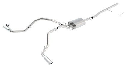 Borla 14 Silv/Sierra C/B Exh S-Type 1500 5.3L V8 AT/MT 2&4WD Ext Cab Split Side Exit 140545