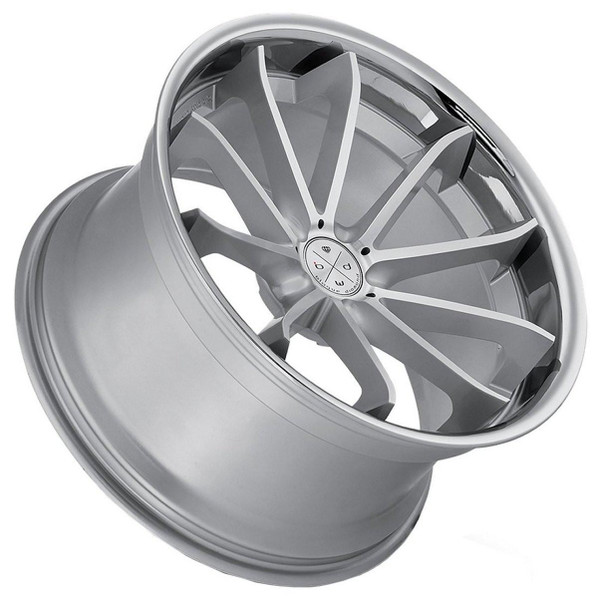 Blaque Diamond Wheels 20x10 Blaque Diamond BD-23 Gloss Silver w/ Chrome Stainless Steel Lip 5x120 20mm 