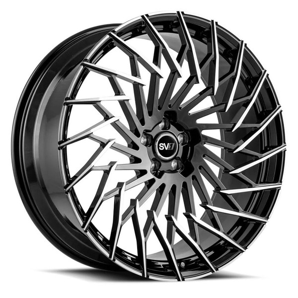Savini Wheels 24x10 Savini SV.1 X5 Gloss Black Brushed Accent (Fully Forged) (6-Lug Left) (CUSTOM) 