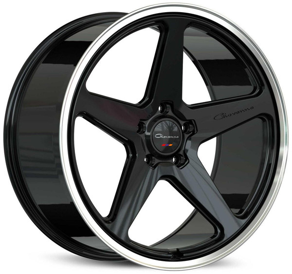 Giovanna Wheels 24X9 Giovanna Cinque Gloss Black w/ Polished Lip (Flow Formed) 5x115 5x120 10mm 