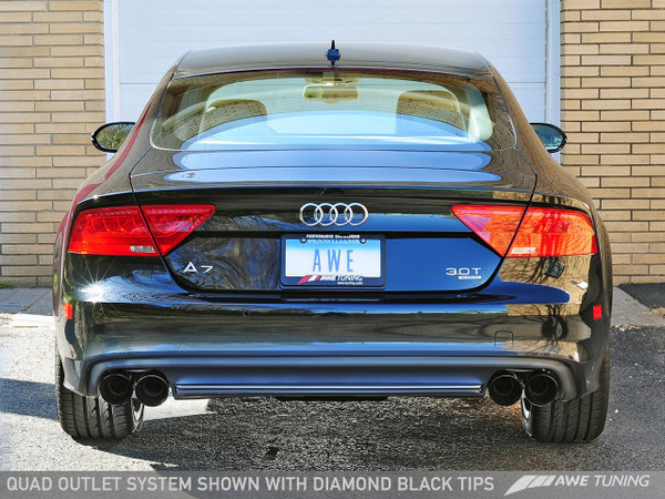 AWE Tuning 12-15 Audi C7 A7 3.0T Touring Edition Exhaust - Quad Outlet Diamond Black Tips 3015-43078