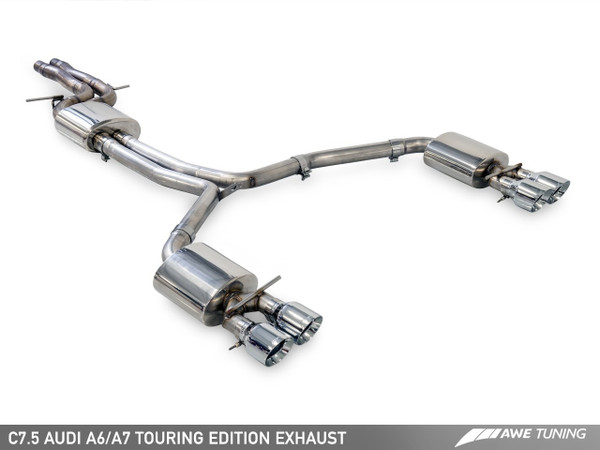 AWE Tuning 16-18 Audi C7.5 A6 3.0T Touring Edition Exhaust - Quad Outlet Chrome Silver Tips 3015-42072