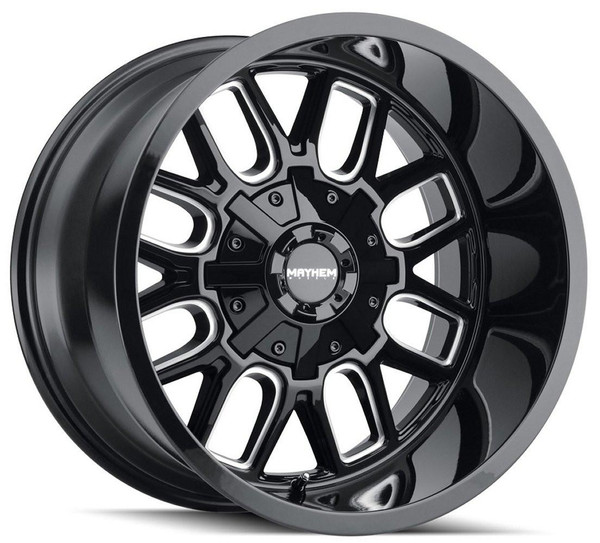 Mayhem Wheels 20x10 Mayhem Cogent 8107B Gloss Black  w/ Milled Spokes 8x170 -19mm 