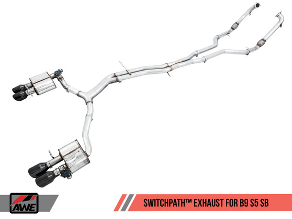 AWE Tuning 18-22 Audi B9 S5 Sportback SwitchPath Exhaust - Non-Resonated (Silver 90mm Tips) 3025-42040