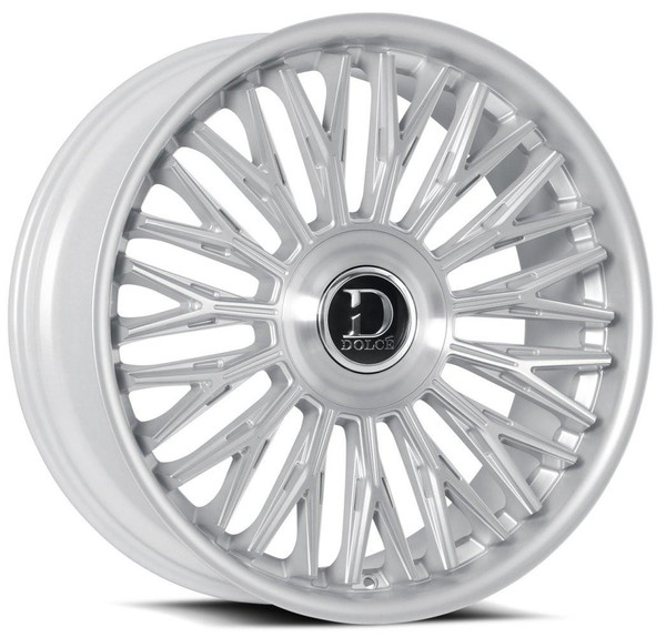 Dolce Luxury Wheels 22x9.5 Dolce Luxury Lusso Gloss Silver Brushed w/ Stainless Lip 6x135 6x5.5/139.7 30mm 