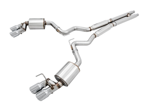 AWE Tuning 18-22 Ford Mustang GT (S550) Cat-back Exhaust - Touring Edition (Quad Chrome Silver Tips) 3015-42102