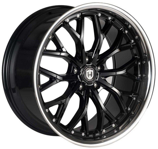 Curva Concepts Wheels 20x9 Curva Concepts CFF76 Gloss Black w/ Stainless Lip (Flow Forged) (CUSTOM) 